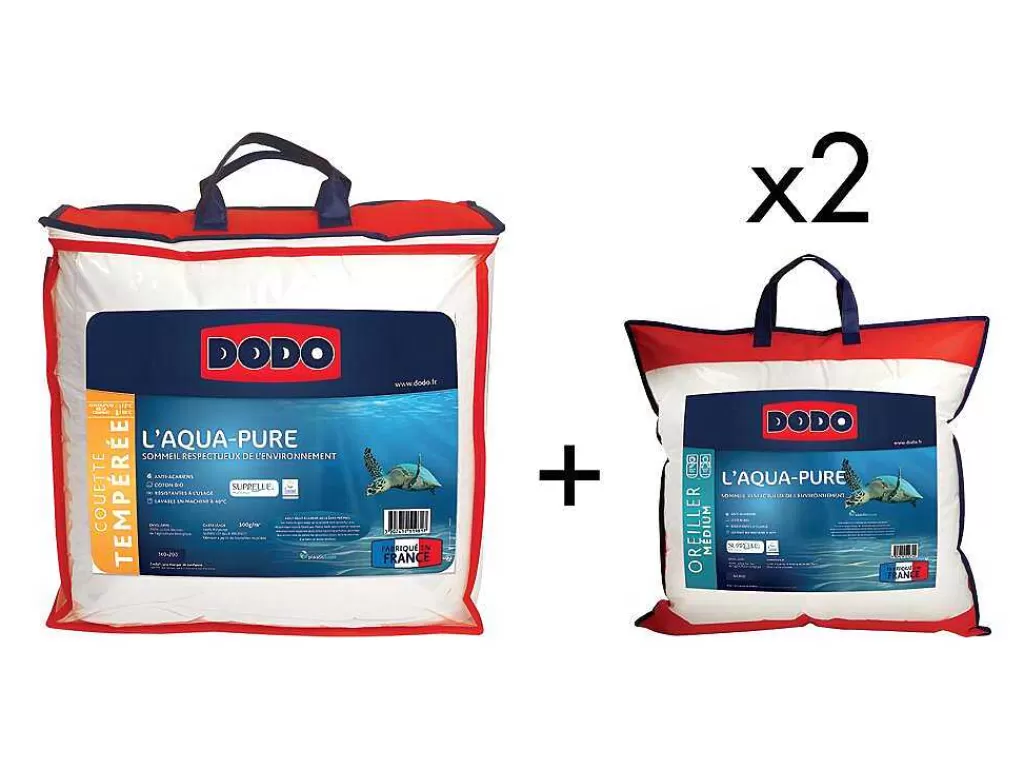 Almofada*DODO Conjunto Edredão Temperado 220X240 + 2 Almofadas 60X60 Aqua-Pure - Capa 100% Algodao Biologico