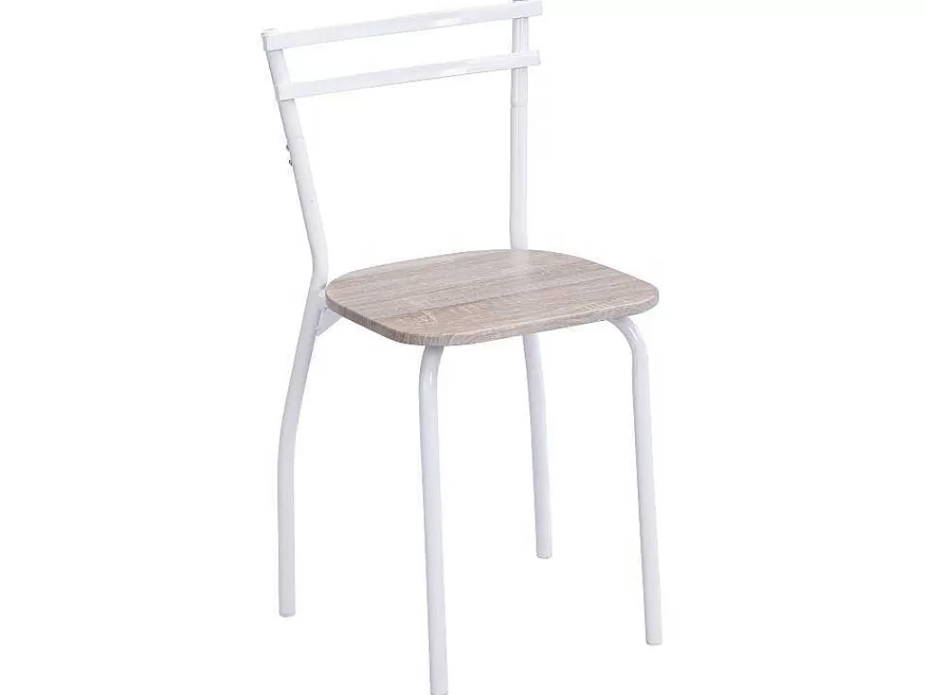 Promoções Sala*Vente-unique Conjunto Mesa + 4 Cadeiras Em Mdf E Metal Natural E Branco - Maewin