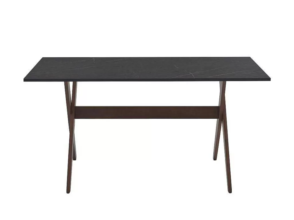 Promoções Sala*Vente-unique Conjunto Mesa + 6 Cadeiras Antracite, Cinzento E Natural Escuro - Serani