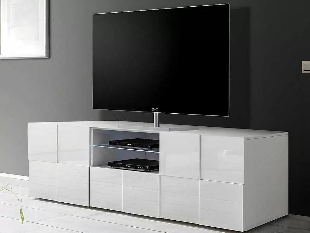 Aparador*Vente-unique Conjunto Móvel De Tv + Aparador Lacado - Branco Lacado - Calisto