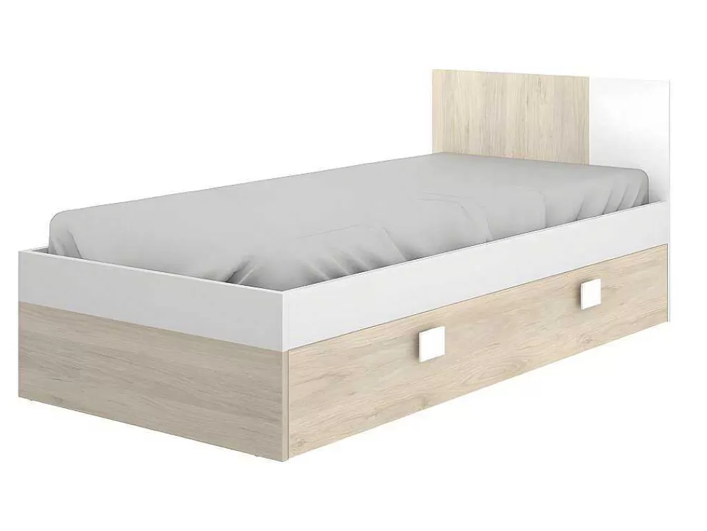 Cama Dupla*Vente-unique Conjunto Quarto Completo Cama 90 X 190 Cm + Mesa De Cabeceira + Guarda-Roupa - Sonia