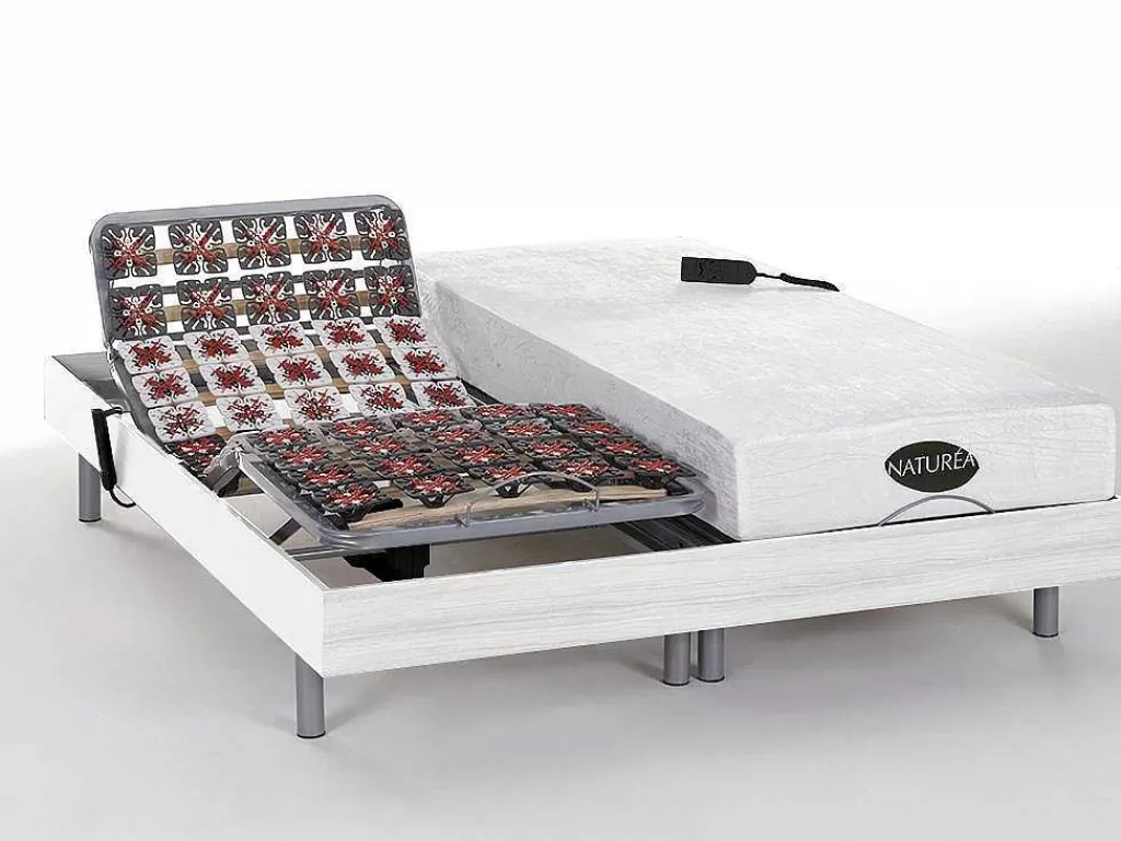 Cama Articulada*NATUREA Conjunto Relaxamento Com Discos De Molas Com Memória De Forma E Bambu Lysis Iii De - Motores Okin - 2X80X200 Cm - Branco
