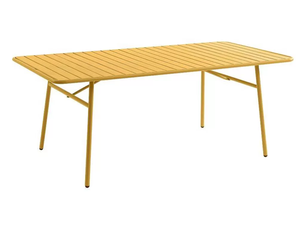 Conjunto Mesa E Cadeiras De Jardim*MYLIA Conjunto Sala De Jantar De Jardim Metal, Uma Mesa C160 Cm Com 2 Cadeiroes Empilhaveis E 4 Cadeiras Empilhaveis Amarelo Mostarda - Mirmande De