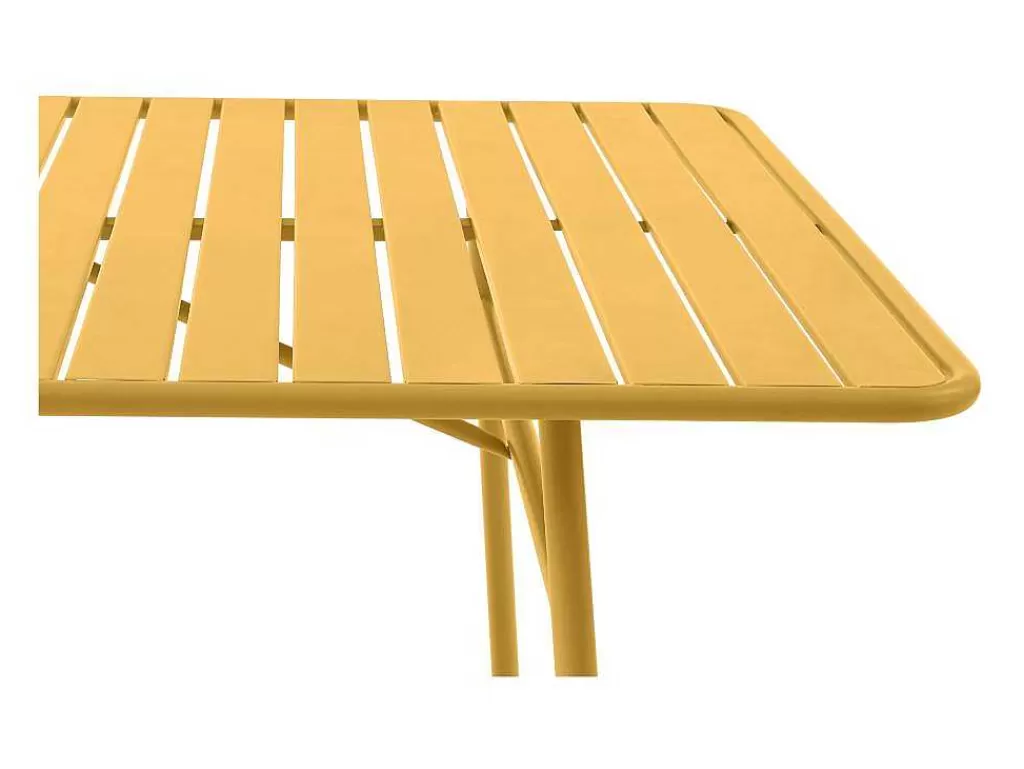 Conjunto Mesa E Cadeiras De Jardim*MYLIA Conjunto Sala De Jantar De Jardim Metal, Uma Mesa C160 Cm Com 2 Cadeiroes Empilhaveis E 4 Cadeiras Empilhaveis Amarelo Mostarda - Mirmande De