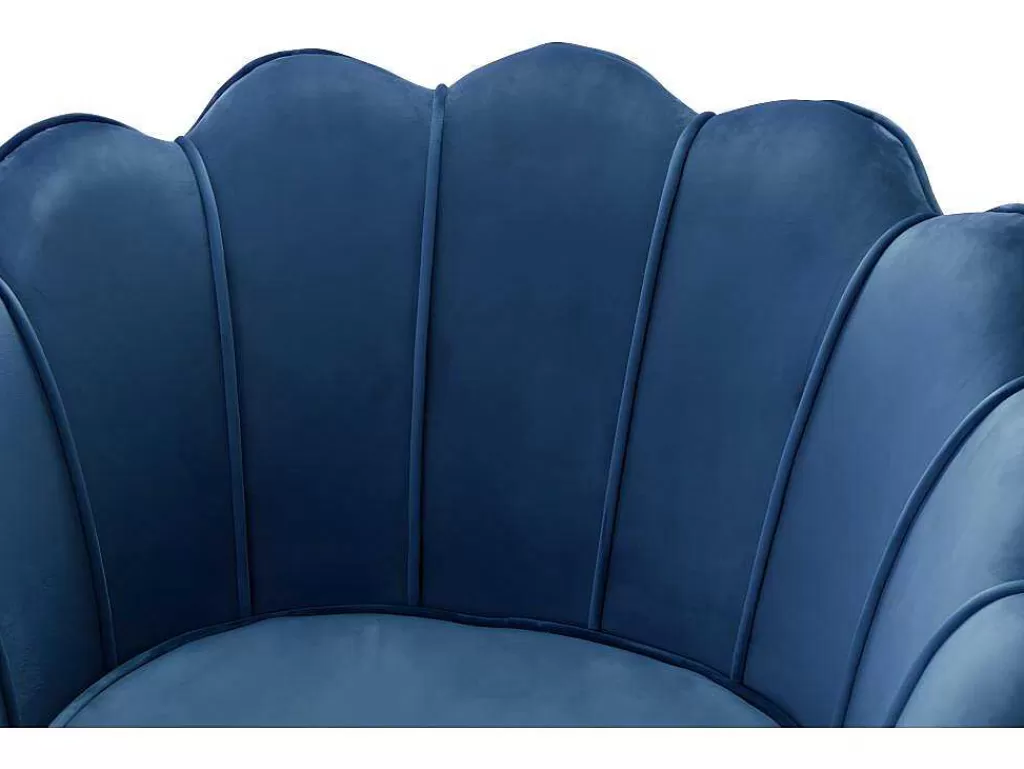 Conjunto Sofá E Poltrona*PASCAL MORABITO Conjunto Sofá De 2 Lugares E Poltrona Concha Em Veludo Azul-Escuro Dandelion