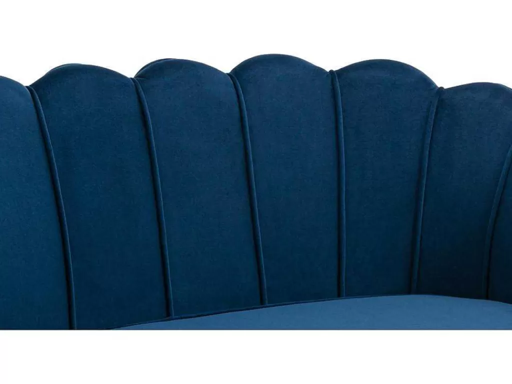 Conjunto Sofá E Poltrona*PASCAL MORABITO Conjunto Sofá De 2 Lugares E Poltrona Concha Em Veludo Azul-Escuro Dandelion