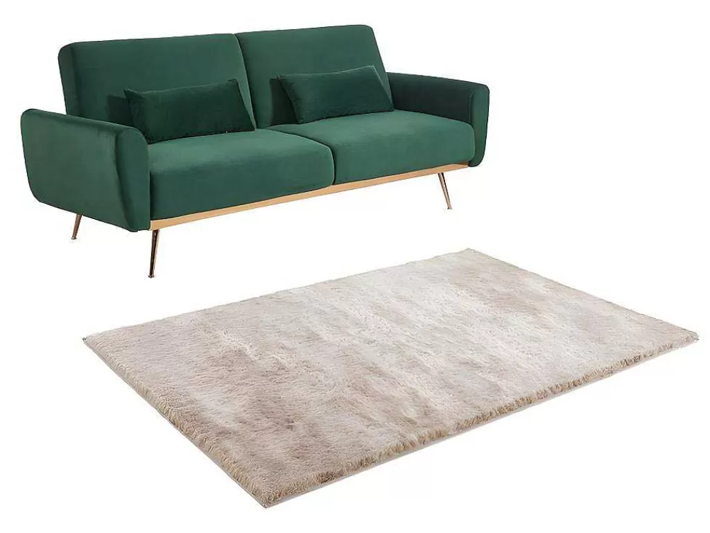Sofá Cama Clic-Clac E Dobravel*Vente-unique Conjunto Sofá De 3 Lugares Convertivel Clic-Clac Verde-Abeto - Launei E Tapete Taupe - Dolce