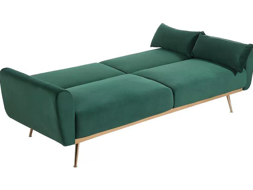 Sofá Cama Clic-Clac E Dobravel*Vente-unique Conjunto Sofá De 3 Lugares Convertivel Clic-Clac Verde-Abeto - Launei E Tapete Taupe - Dolce