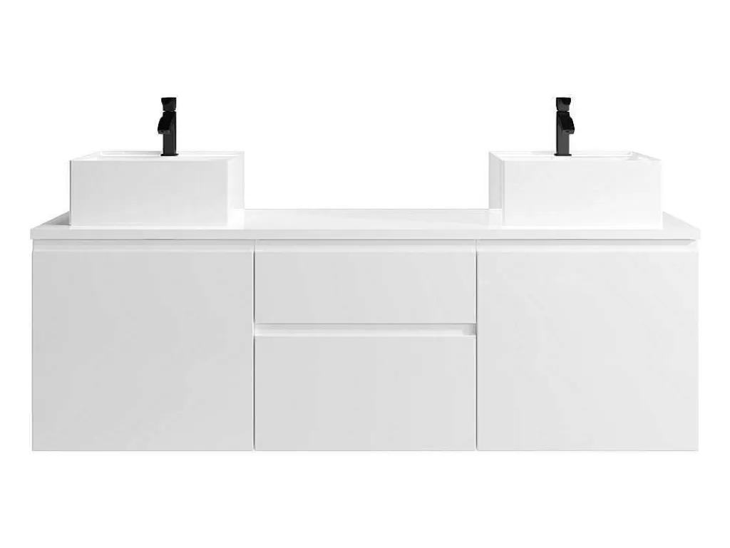 Móvel Lavatório Duplo*Vente-unique Conjunto Suspenso Para Casa De Banho Com Lavatório Duplo Cor Branco - Jimena