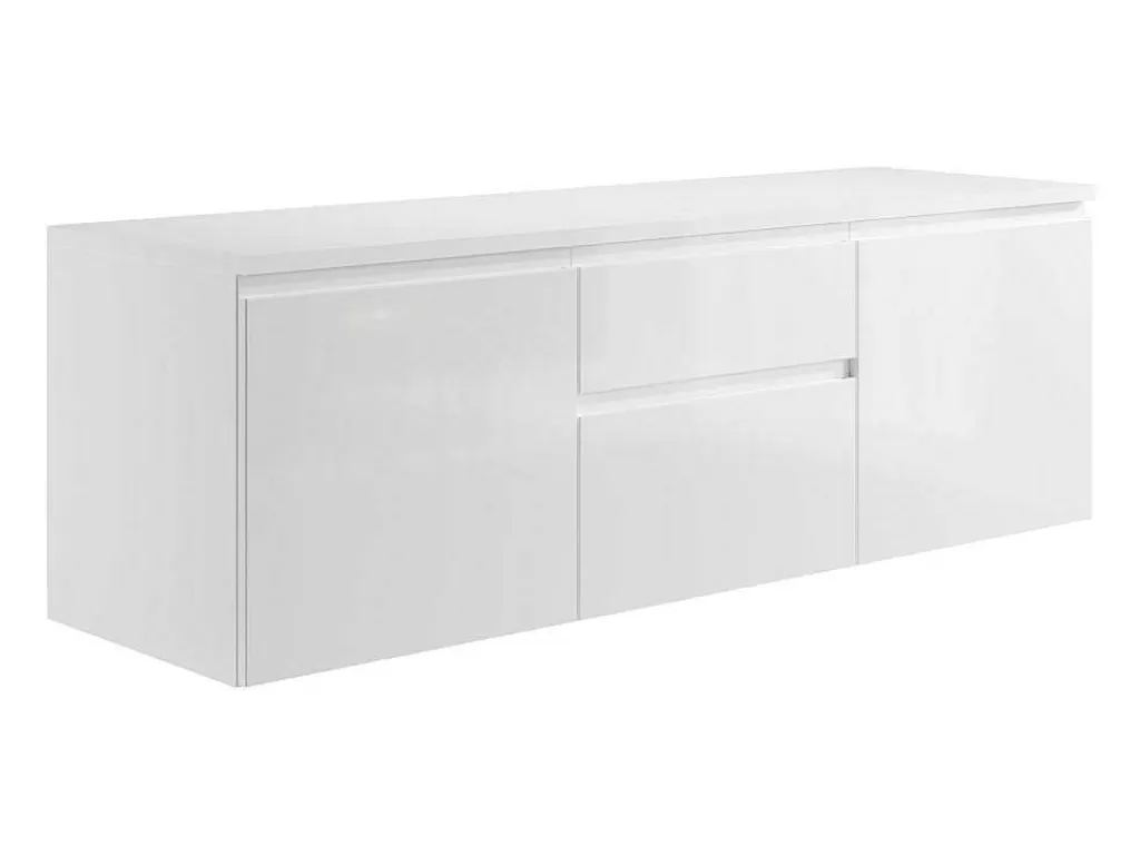 Móvel Lavatório Duplo*Vente-unique Conjunto Suspenso Para Casa De Banho Com Lavatório Duplo Cor Branco - Jimena