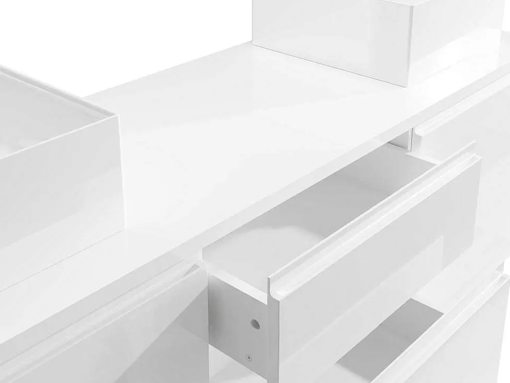 Móvel Lavatório Duplo*Vente-unique Conjunto Suspenso Para Casa De Banho Com Lavatório Duplo E Espelhos Cor Branco - Jimena