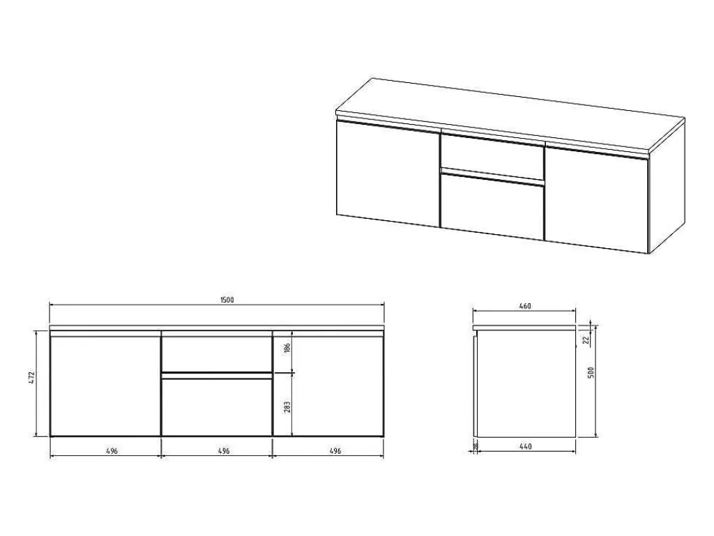 Móvel Lavatório Duplo*Vente-unique Conjunto Suspenso Para Casa De Banho Com Lavatório Duplo E Espelhos Cor Branco - Jimena