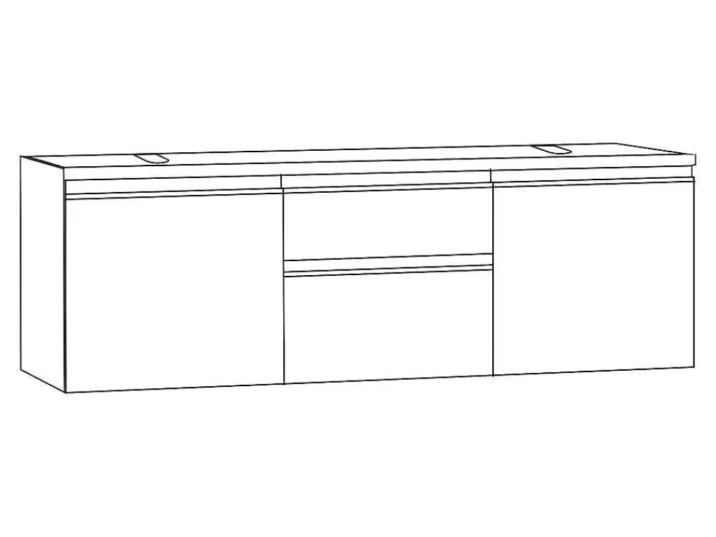 Móvel Lavatório Duplo*Vente-unique Conjunto Suspenso Para Casa De Banho Com Lavatório Duplo E Espelhos Cor Carvalho - Jimena