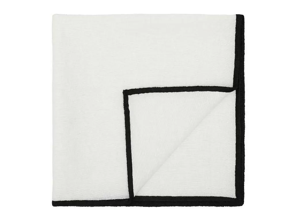 Têxteis De Mesa*OZAIA Conjunto Toalha + 4 Guardanapos De Mesa Em Linho E Algodao, Borda Preta, Branco, 170 X 300 Cm - Borina