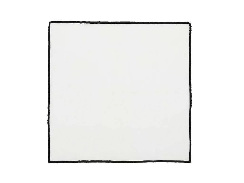 Têxteis De Mesa*OZAIA Conjunto Toalha + 4 Guardanapos De Mesa Em Linho E Algodao, Borda Preta, Branco, 170 X 300 Cm - Borina