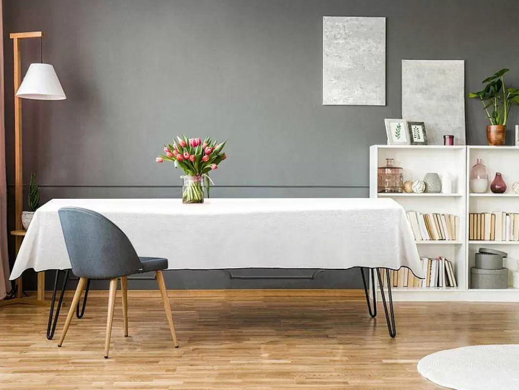 Têxteis De Mesa*OZAIA Conjunto Toalha + 4 Guardanapos De Mesa Em Linho E Algodao, Borda Preta, Branco, 170 X 300 Cm - Borina