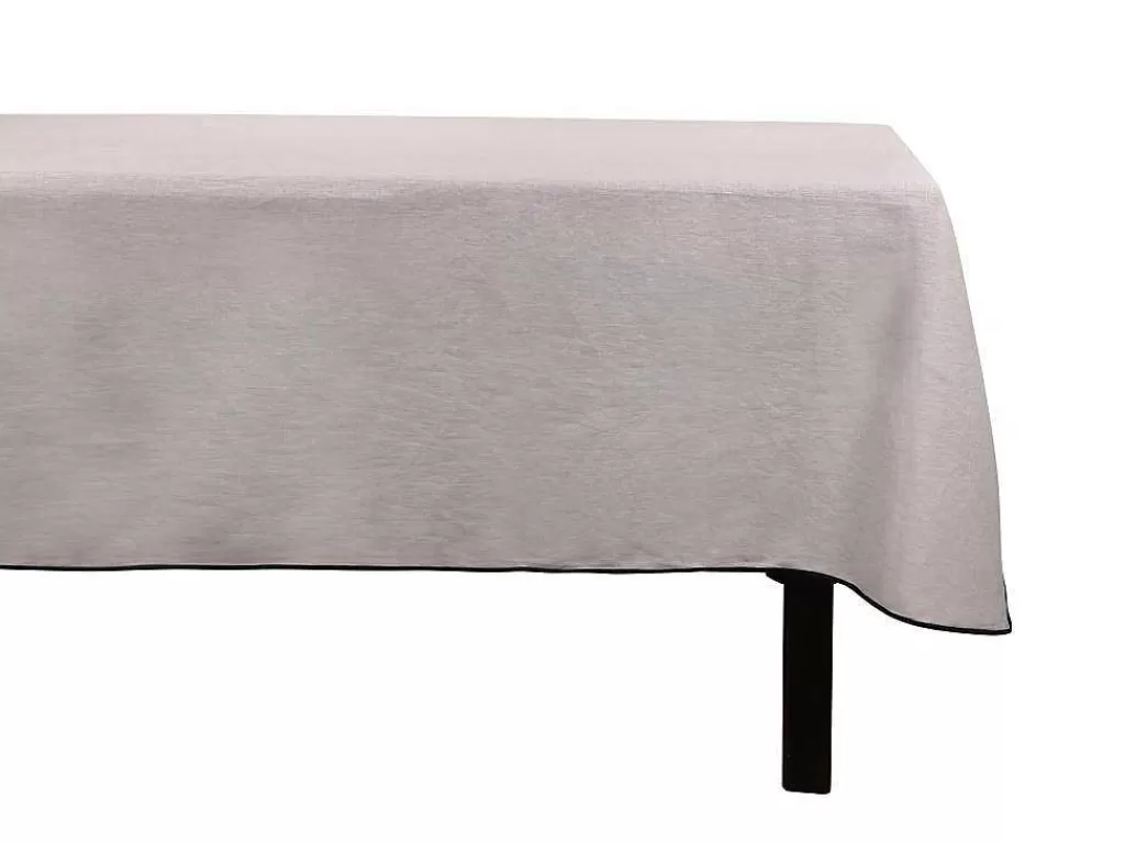 Têxteis De Mesa*OZAIA Conjunto Toalha + 4 Guardanapos De Mesa Em Linho E Algodao, Borda Preta, Taupe, 170 X 300 Cm - Borina