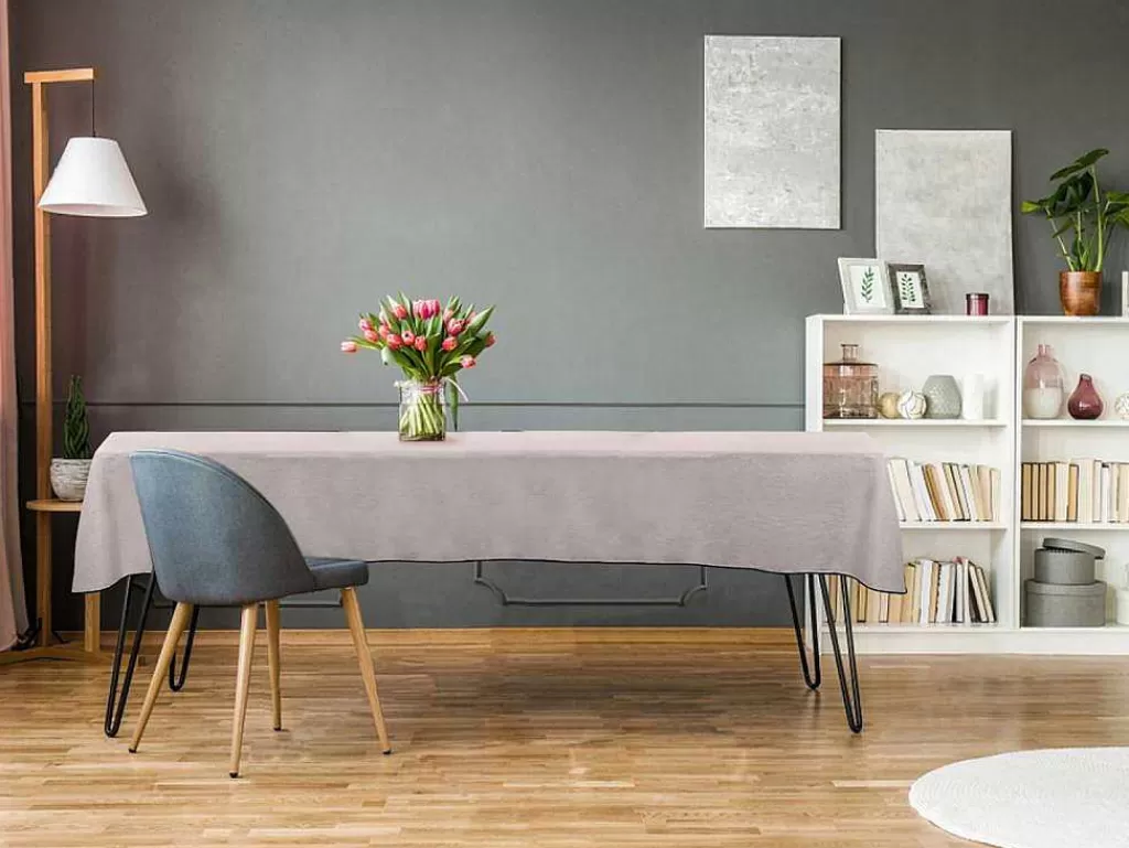 Têxteis De Mesa*OZAIA Conjunto Toalha + 4 Guardanapos De Mesa Em Linho E Algodao, Borda Preta, Taupe, 170 X 300 Cm - Borina