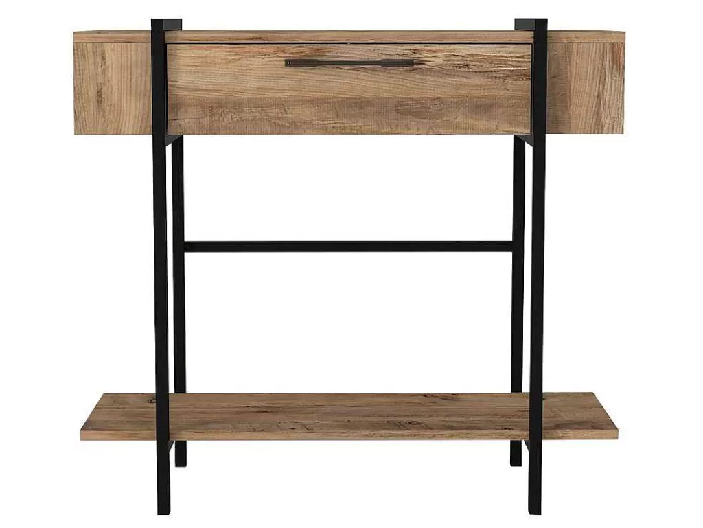 Consola*Vente-unique Consola Com 1 Porta E 1 Prateleira Natural Claro E Preto - Chenoa