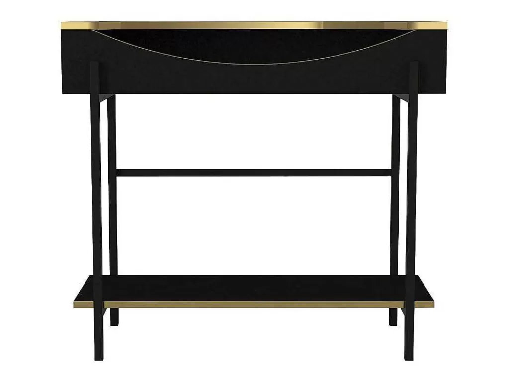 Promoções Sala*Vente-unique Consola Com 1 Prateleira E 1 Nicho Preto E Dourado - Meriova