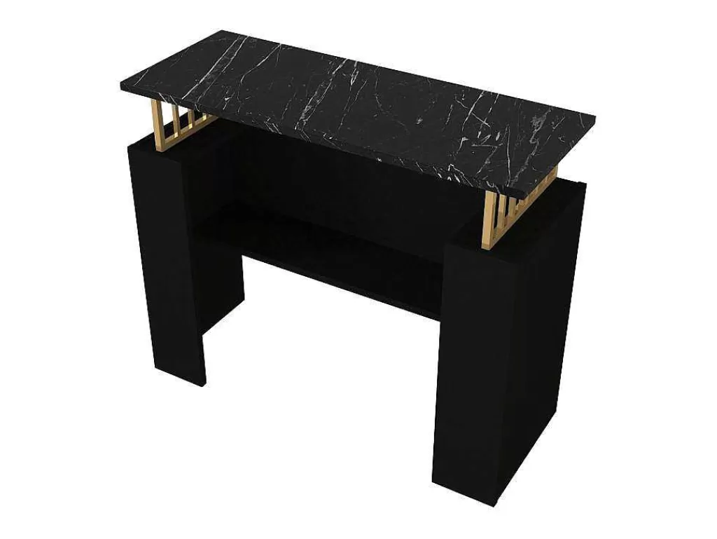 Consola*Vente-unique Consola Com 1 Prateleira Efeito Marmore Preto E Dourado - Liriona