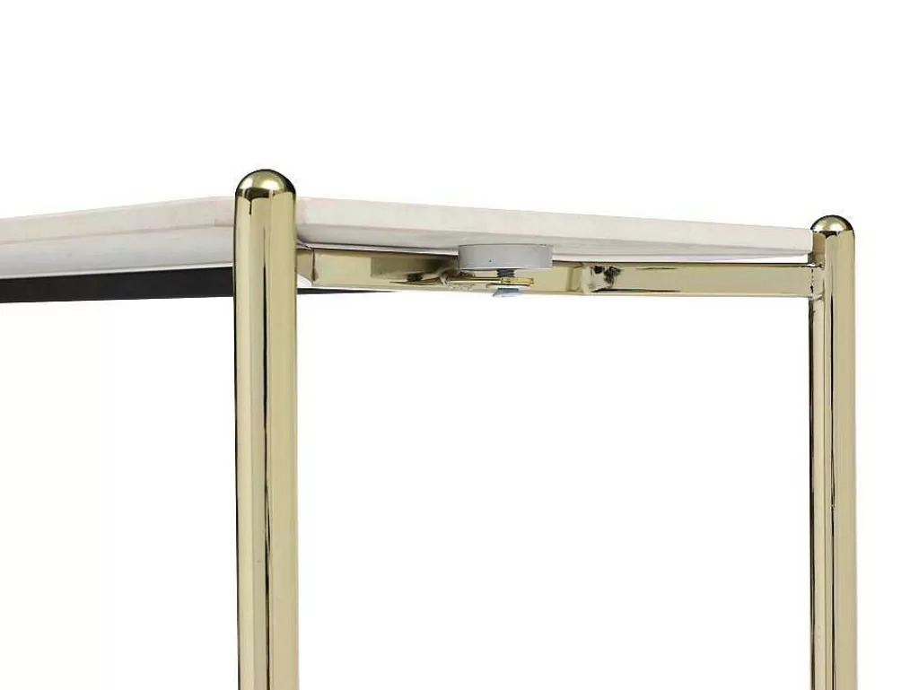 Consola*Vente-unique Consola Com 1 Prateleira Em Ceramica E Metal, Efeito Marmore Branco E Dourado - Madola