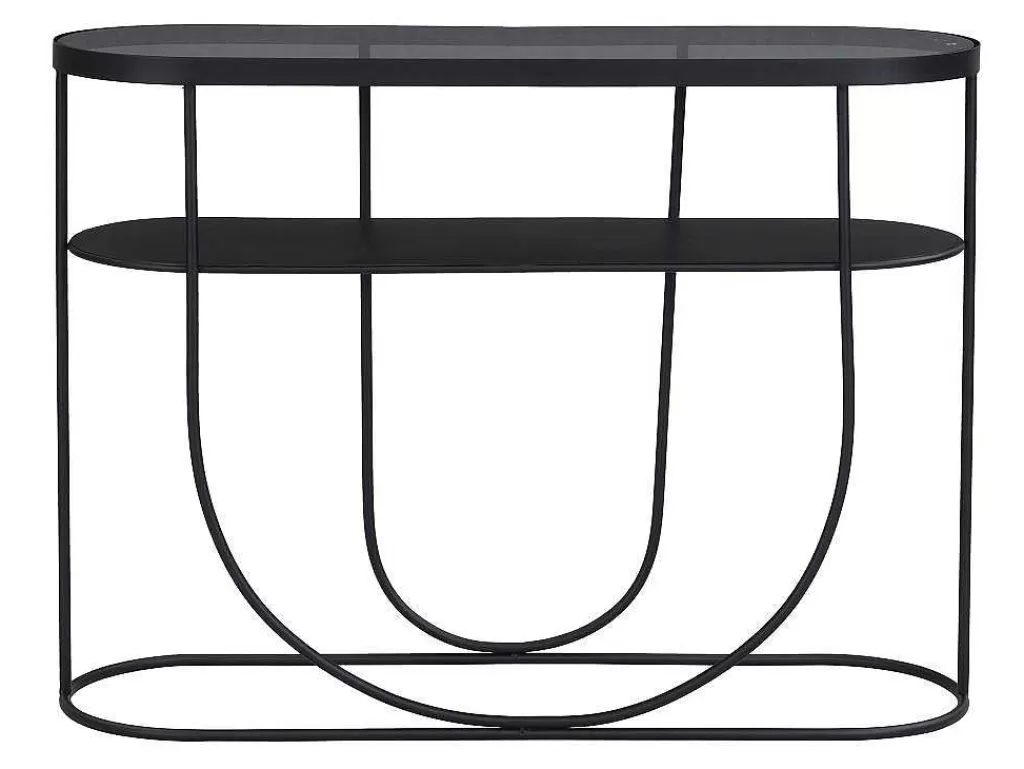 Consola*Vente-unique Consola Com 1 Prateleira Em Metal E Vidro Fumado Preto E Transparente - Pretoria