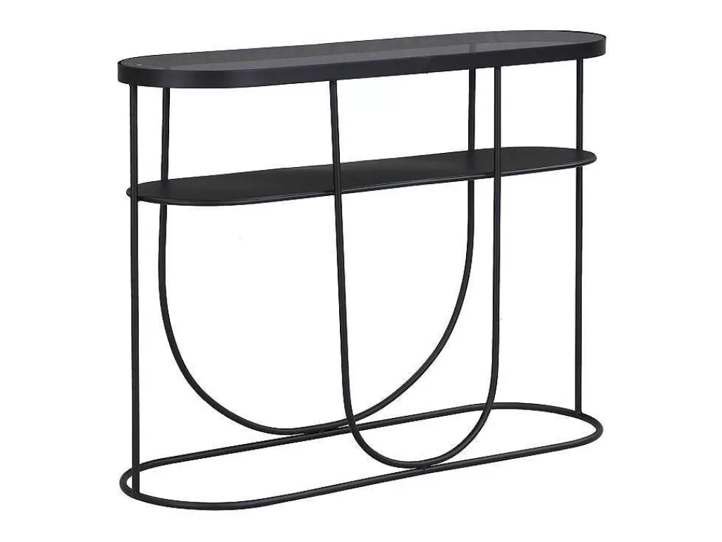 Consola*Vente-unique Consola Com 1 Prateleira Em Metal E Vidro Fumado Preto E Transparente - Pretoria