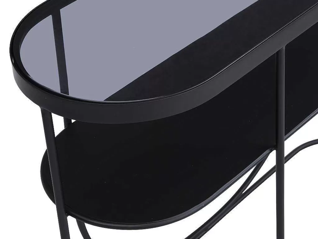 Consola*Vente-unique Consola Com 1 Prateleira Em Metal E Vidro Fumado Preto E Transparente - Pretoria