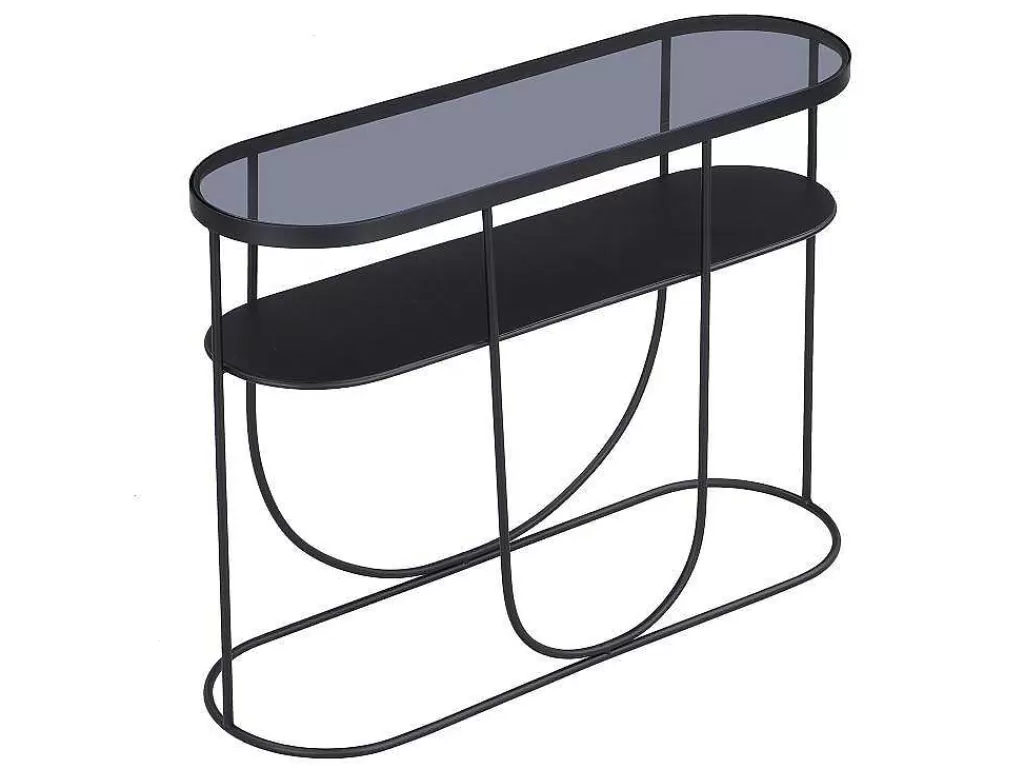 Consola*Vente-unique Consola Com 1 Prateleira Em Metal E Vidro Fumado Preto E Transparente - Pretoria