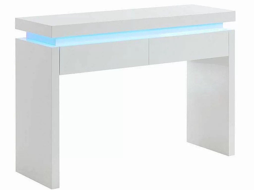 Consola*Vente-unique Consola Com 2 Gavetas - Leds - Mdf Lacado A Branco - Emerson