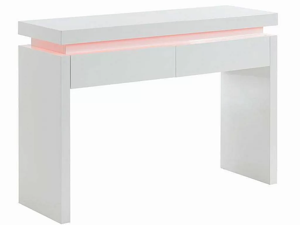 Consola*Vente-unique Consola Com 2 Gavetas - Leds - Mdf Lacado A Branco - Emerson
