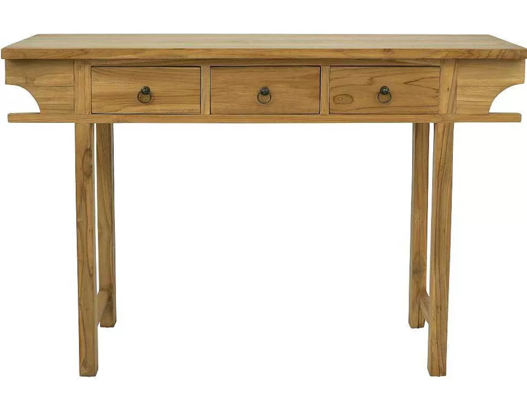 Consola*Vente-unique Consola Com 3 Gavetas Em Teca Cor Natural - Wekea