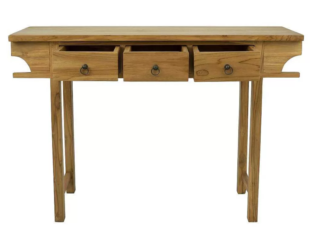 Consola*Vente-unique Consola Com 3 Gavetas Em Teca Cor Natural - Wekea
