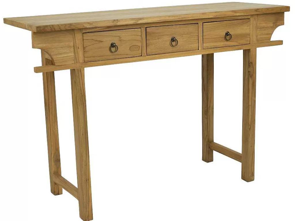 Consola*Vente-unique Consola Com 3 Gavetas Em Teca Cor Natural - Wekea