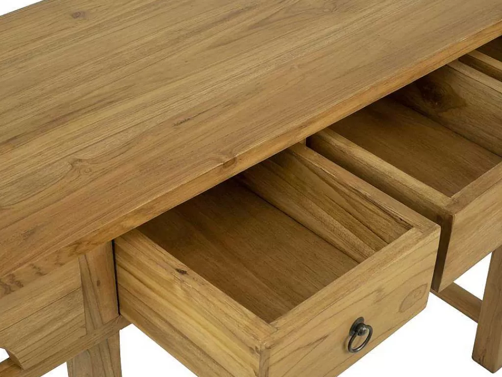Consola*Vente-unique Consola Com 3 Gavetas Em Teca Cor Natural - Wekea