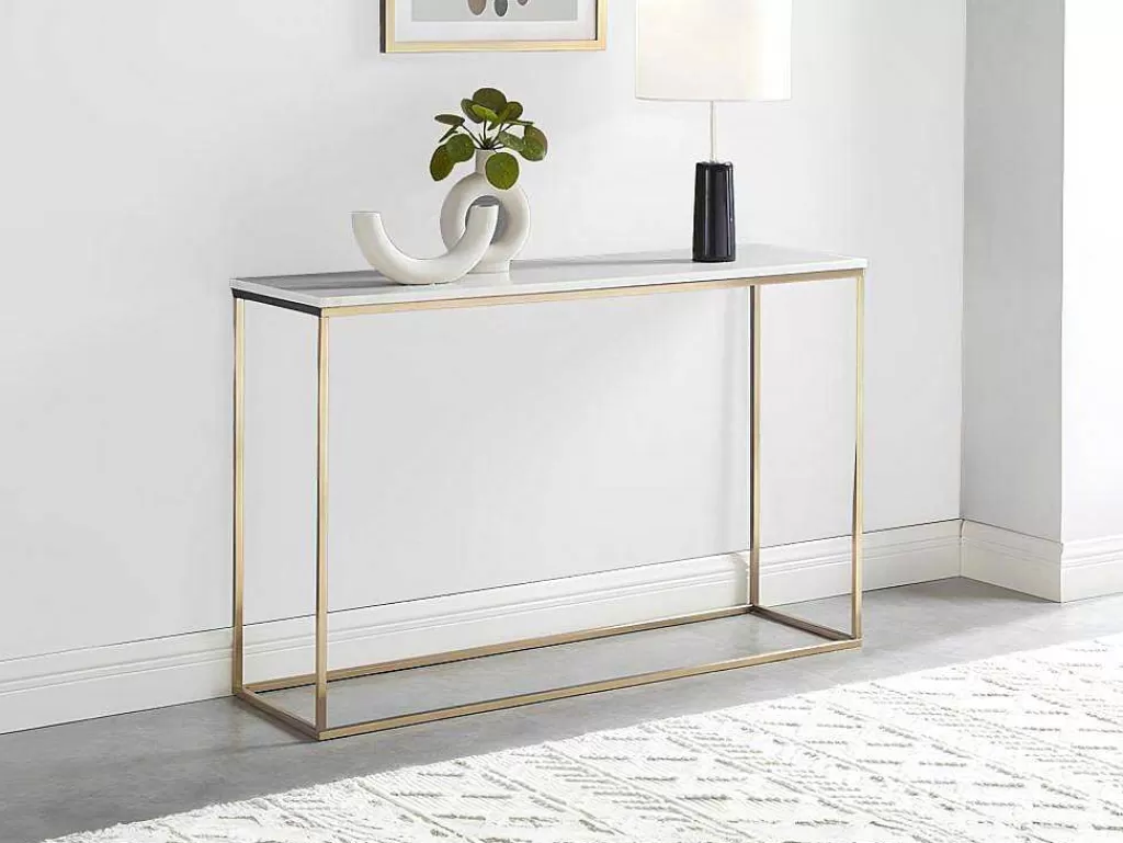 Consola*PASCAL MORABITO Consola Design Em Marmore E Metal Cor Branco E Dourado - Aretha De
