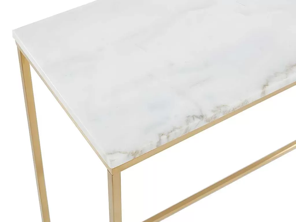Consola*PASCAL MORABITO Consola Design Em Marmore E Metal Cor Branco E Dourado - Aretha De
