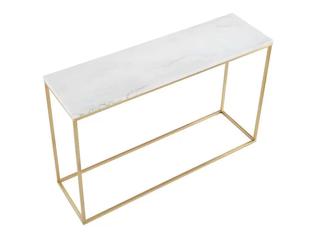 Consola*PASCAL MORABITO Consola Design Em Marmore E Metal Cor Branco E Dourado - Aretha De