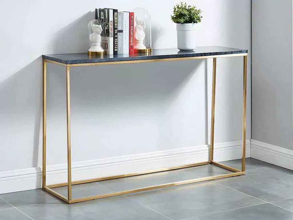 Consola*PASCAL MORABITO Consola Design Em Marmore E Metal Cor Preto E Dourado - Aretha De