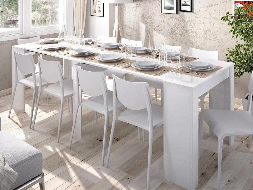 Promoções Sala*Vente-unique Consola Extensivel Onega - 10 Lugares - 4 Extensoes - Cor: Branca