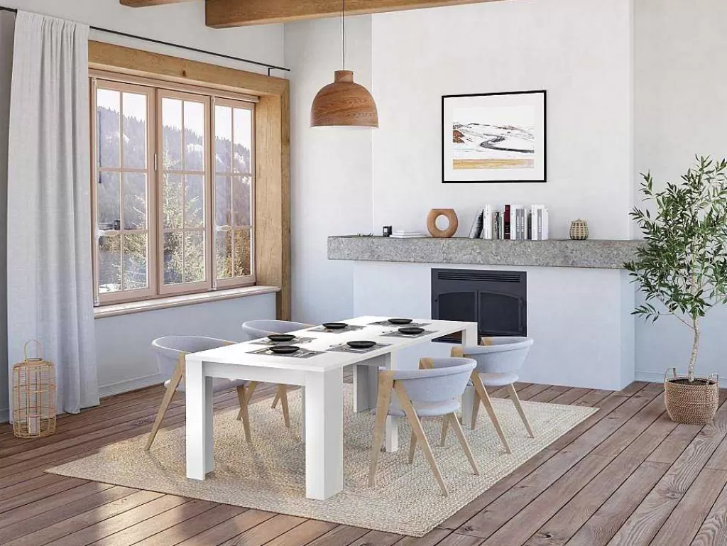 Promoções Sala*Vente-unique Consola Extensivel Onega - 10 Lugares - 4 Extensoes - Cor: Branca