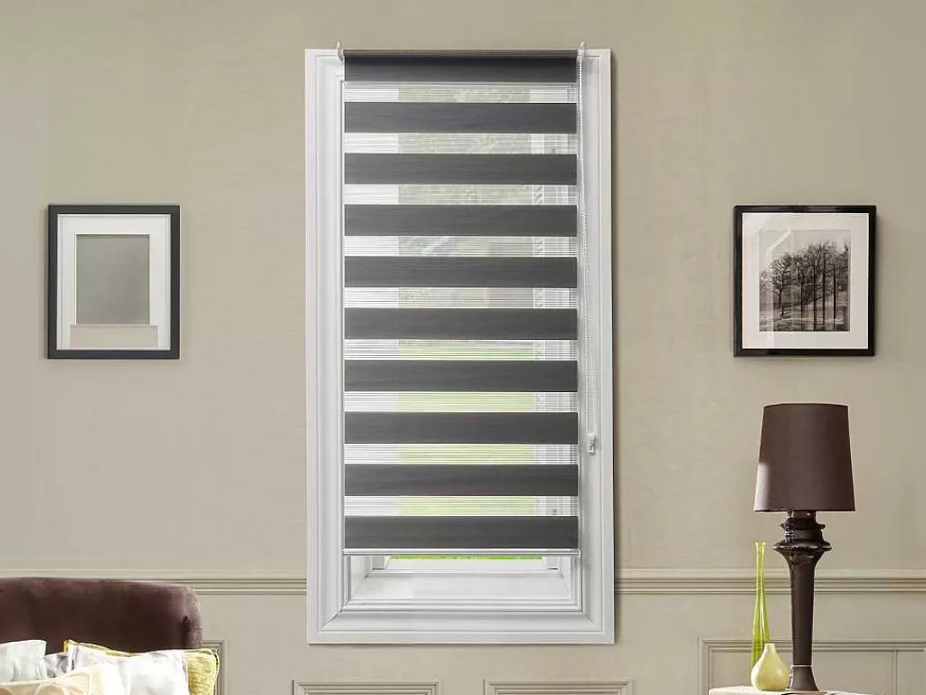 Persianas De Interior*Vente-unique Cortina Enrolavel Dia/Noite Em Poliester - 60 X 180 Cm - Cinza - Barili