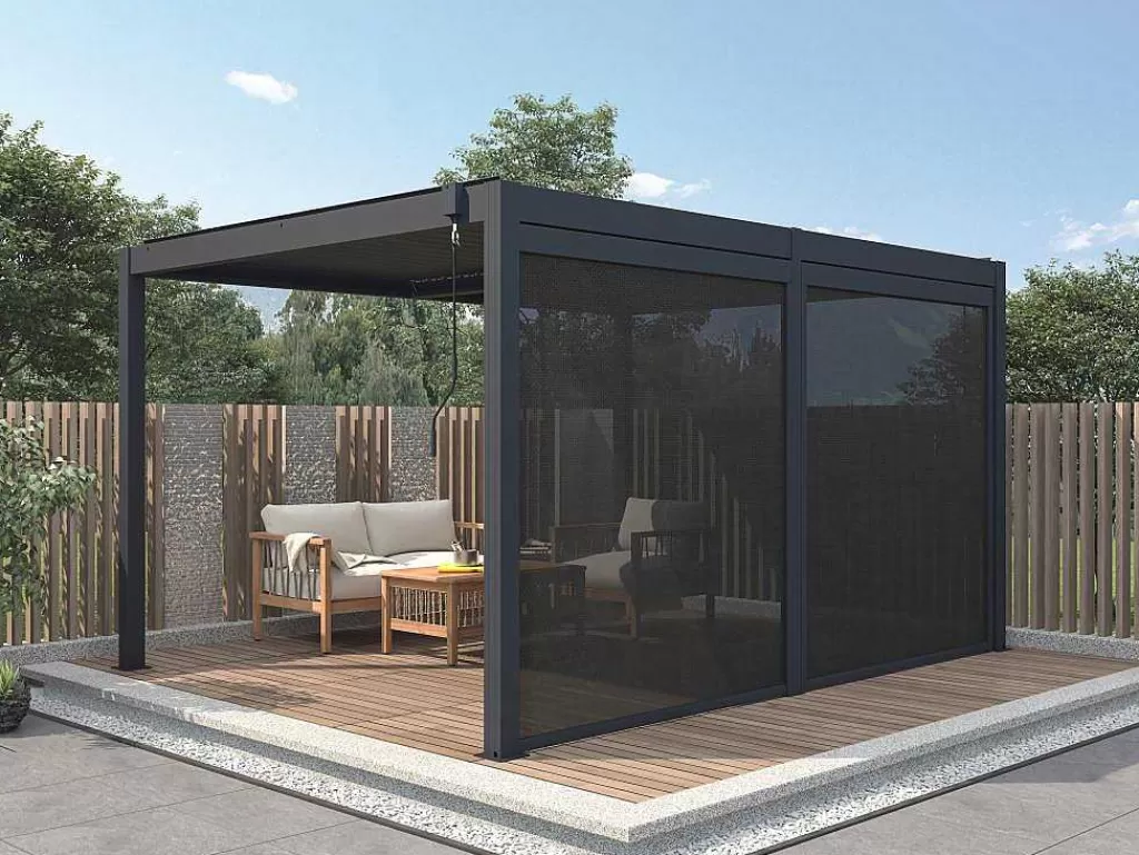 Pérgola, Coreto, Quiosque*EXPERTLAND Cortina Retratil Para Pérgola Bioclimatica L3,67 X A2,05 M - Viadana