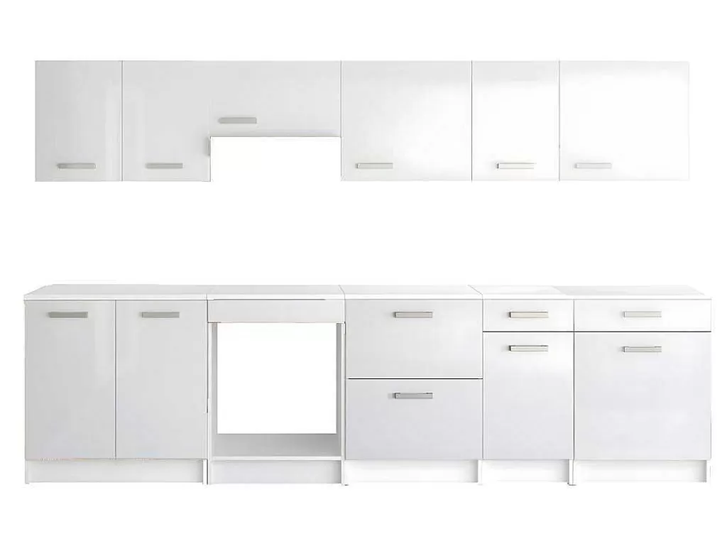 Móvel De Cozinha*Vente-unique Cozinha Completa 300 Cm 10 Elementos De Arrumação Branco - Trattoria
