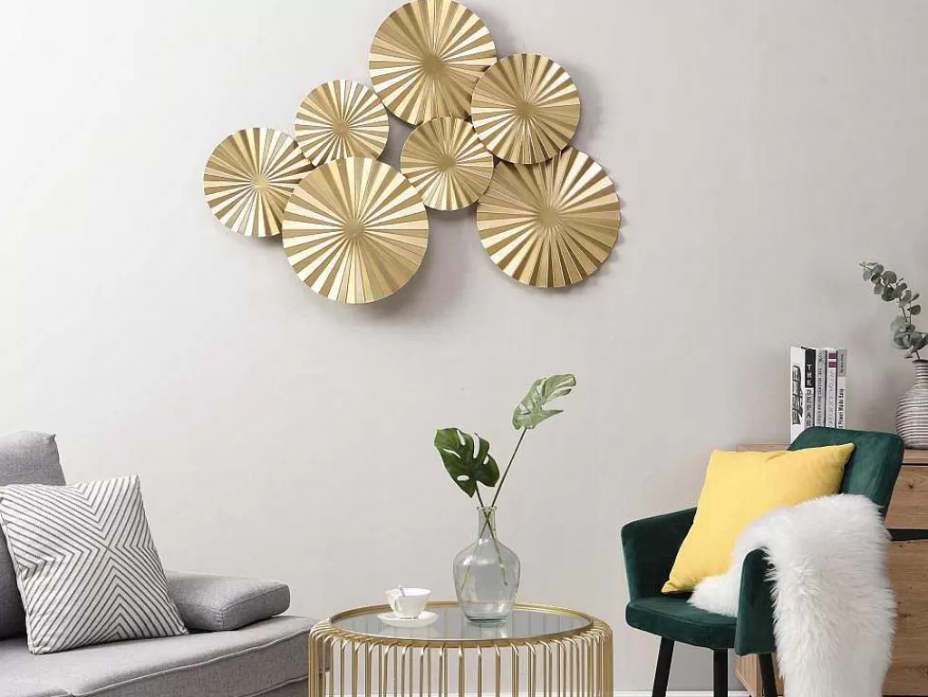 Promoções Decoração*OZAIA Decoração De Parede Redonda Em Metal De C.118 X A.71 Cm Cor Dourado - June