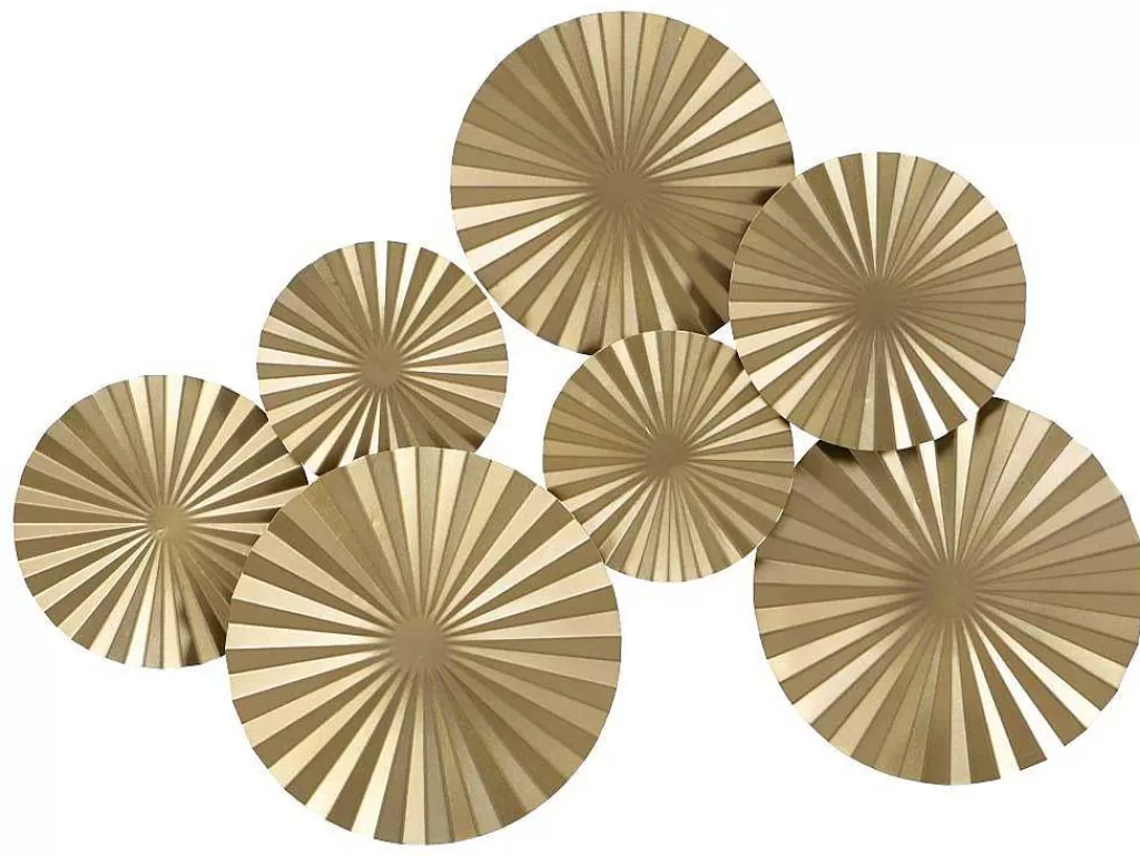 Promoções Decoração*OZAIA Decoração De Parede Redonda Em Metal De C.118 X A.71 Cm Cor Dourado - June