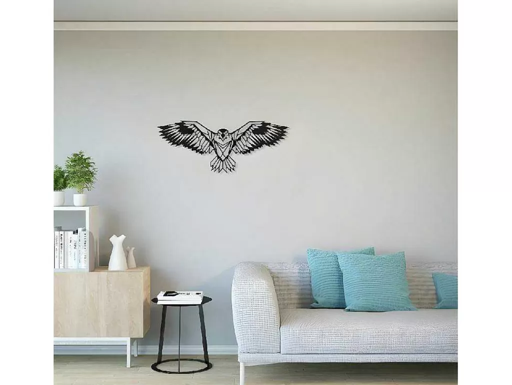 Placa De Parede Decorativa*EPIKASA Decoração Metalica Aguia, Preto, 100X0,2X44 Cm,