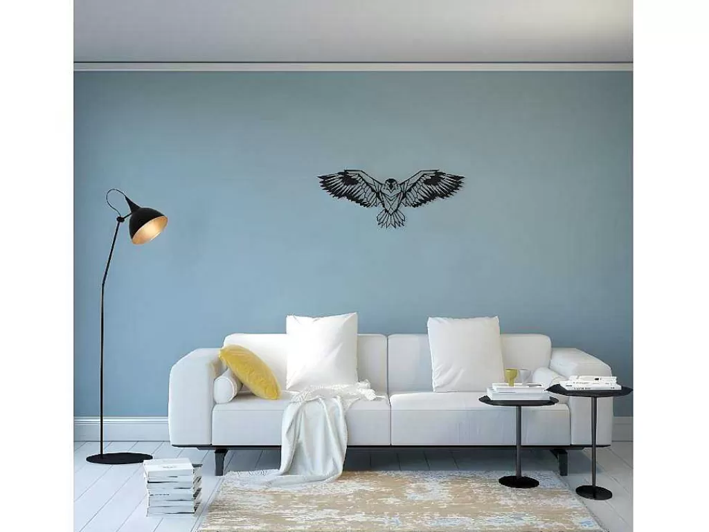 Placa De Parede Decorativa*EPIKASA Decoração Metalica Aguia, Preto, 100X0,2X44 Cm,