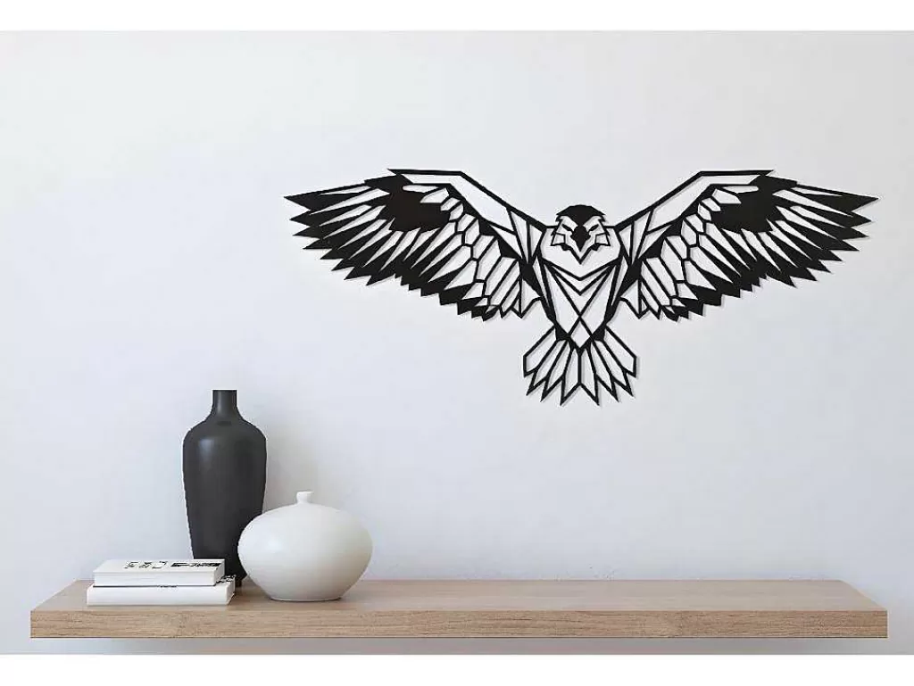 Placa De Parede Decorativa*EPIKASA Decoração Metalica Aguia, Preto, 100X0,2X44 Cm,